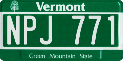VT license plate NPJ771