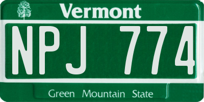 VT license plate NPJ774