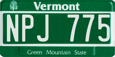 VT license plate NPJ775