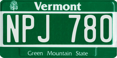 VT license plate NPJ780