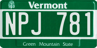 VT license plate NPJ781
