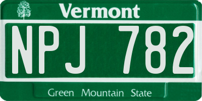 VT license plate NPJ782