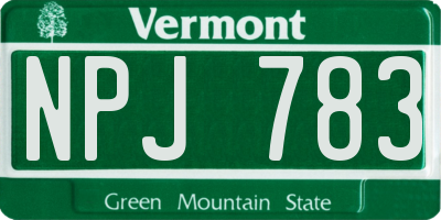 VT license plate NPJ783
