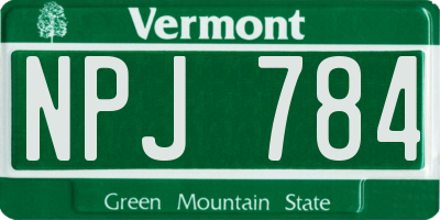 VT license plate NPJ784