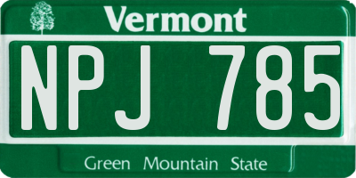 VT license plate NPJ785