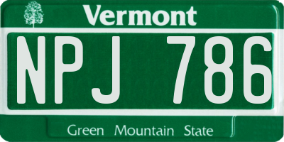 VT license plate NPJ786