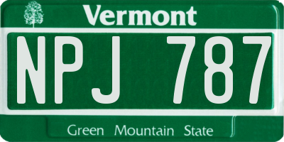 VT license plate NPJ787