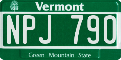 VT license plate NPJ790