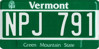 VT license plate NPJ791