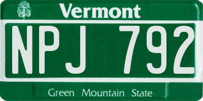 VT license plate NPJ792