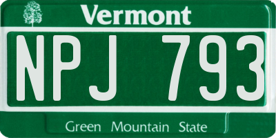 VT license plate NPJ793