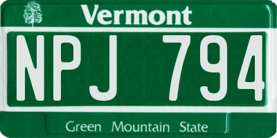 VT license plate NPJ794