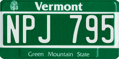 VT license plate NPJ795