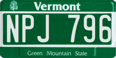 VT license plate NPJ796