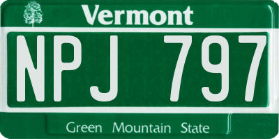 VT license plate NPJ797