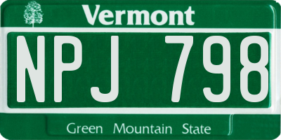 VT license plate NPJ798