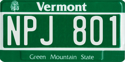 VT license plate NPJ801