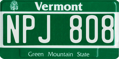 VT license plate NPJ808
