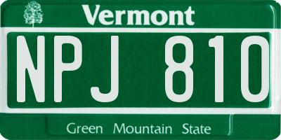 VT license plate NPJ810