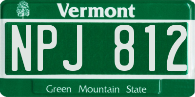 VT license plate NPJ812