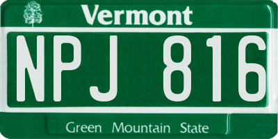 VT license plate NPJ816