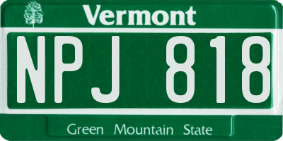 VT license plate NPJ818