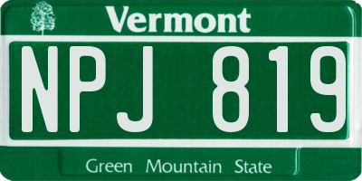 VT license plate NPJ819