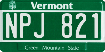 VT license plate NPJ821