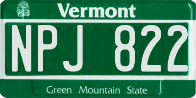 VT license plate NPJ822