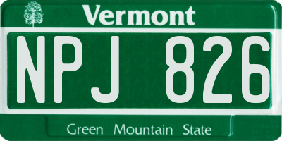 VT license plate NPJ826