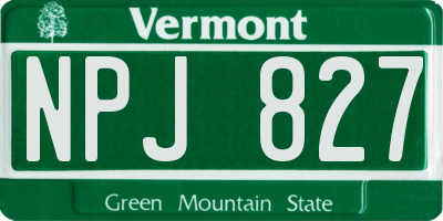 VT license plate NPJ827
