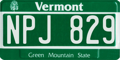 VT license plate NPJ829