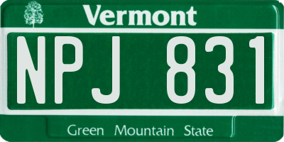 VT license plate NPJ831