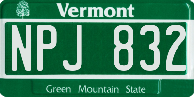 VT license plate NPJ832