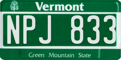 VT license plate NPJ833