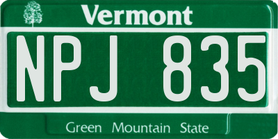 VT license plate NPJ835
