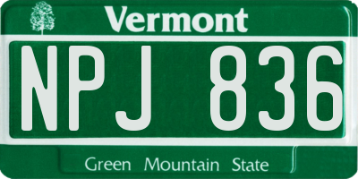 VT license plate NPJ836