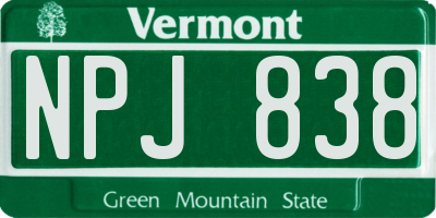 VT license plate NPJ838