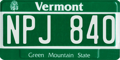 VT license plate NPJ840