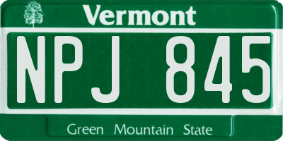 VT license plate NPJ845
