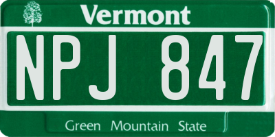 VT license plate NPJ847