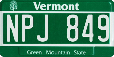VT license plate NPJ849