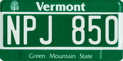 VT license plate NPJ850