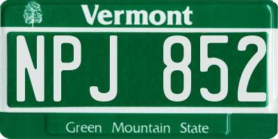VT license plate NPJ852