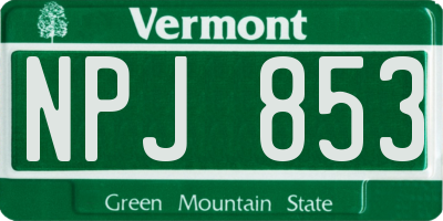 VT license plate NPJ853