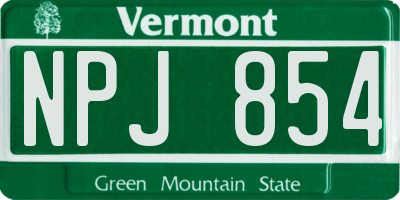 VT license plate NPJ854