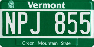 VT license plate NPJ855