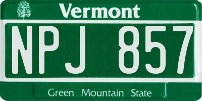 VT license plate NPJ857