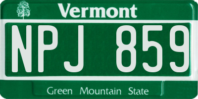 VT license plate NPJ859