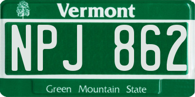 VT license plate NPJ862